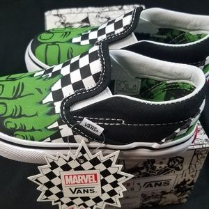 NEW Vans Toddler Marvel HULK Checkerboard Slip On